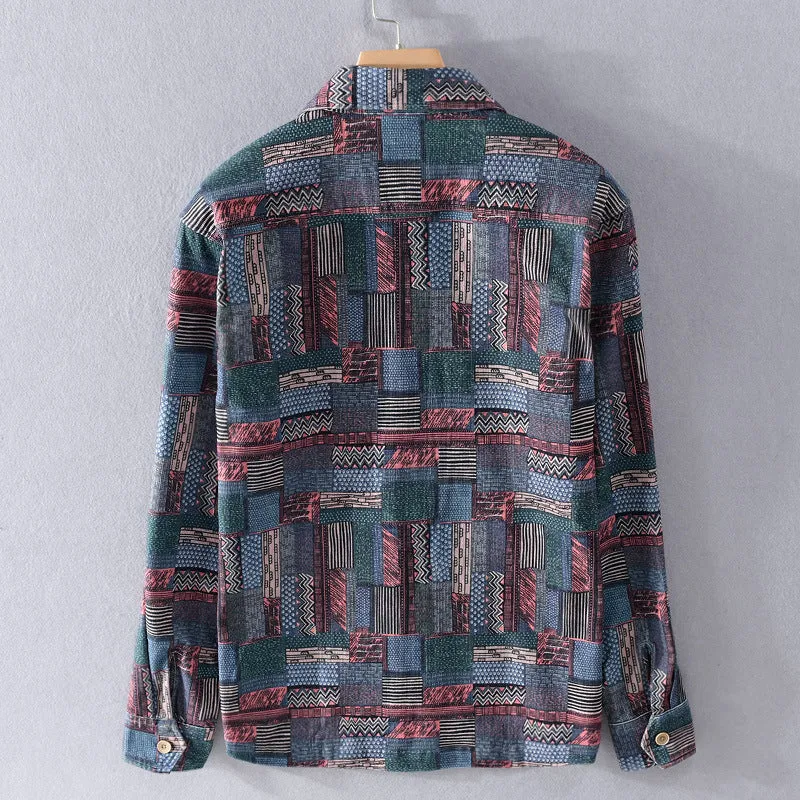 Herren Overshirt im Patchwork-Look mit aufgesetzten Brusttaschen Nord Taschen