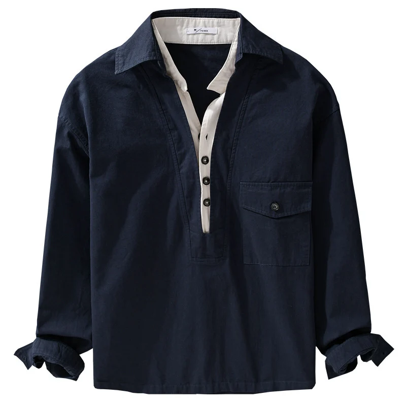 Herren Overshirt-Hemd mit halber Knopfleiste und aufgesetzter Brusttasche Nord Taschen
