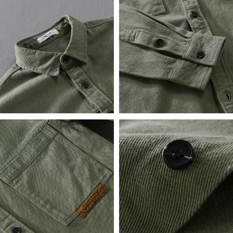 Herren Overshirt-Hemd aus strukturiertem Baumwoll-Twill mit aufgesetzten Brusttaschen und relaxed Fit Nord Taschen