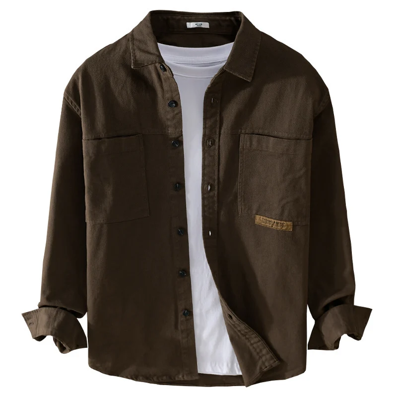 Herren Overshirt-Hemd aus strukturiertem Baumwoll-Twill mit aufgesetzten Brusttaschen und relaxed Fit Nord Taschen