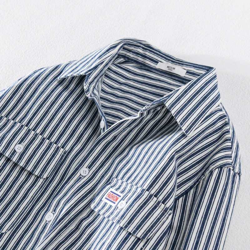 Herren Maritimes Streifen-Überhemd aus Baumwoll‑Twill mit Brustklappen und Relaxed-Fit Nord Taschen