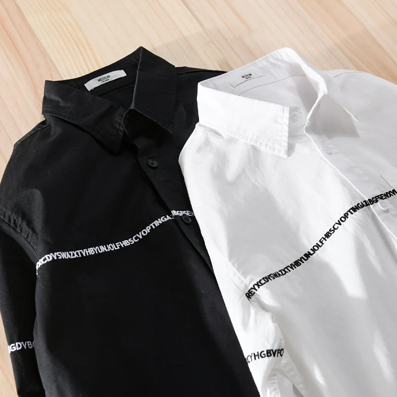Herren Langarm-Hemd im Overshirt-Stil mit eingearbeitetem Schriftband und Brusttasche Nord Taschen