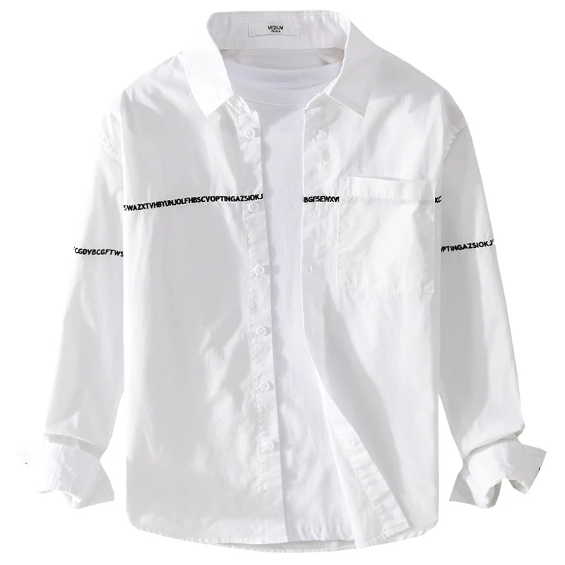 Herren Langarm-Hemd im Overshirt-Stil mit eingearbeitetem Schriftband und Brusttasche Nord Taschen