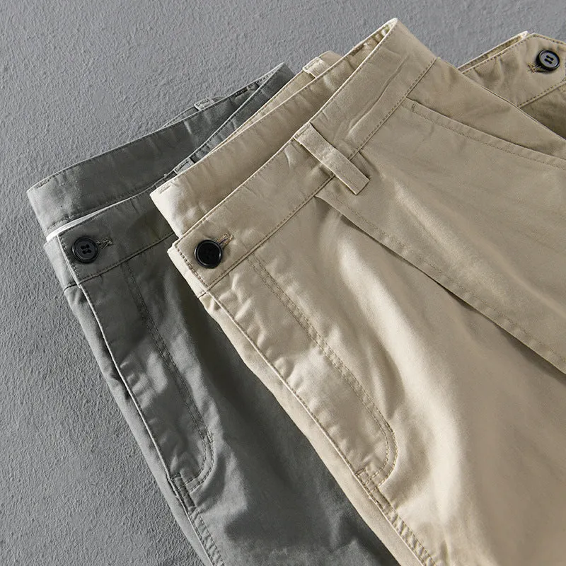 Herren Konisch zulaufende Cargohose mit Bundfalten und verstellbaren Knöchelriemen Nord Taschen