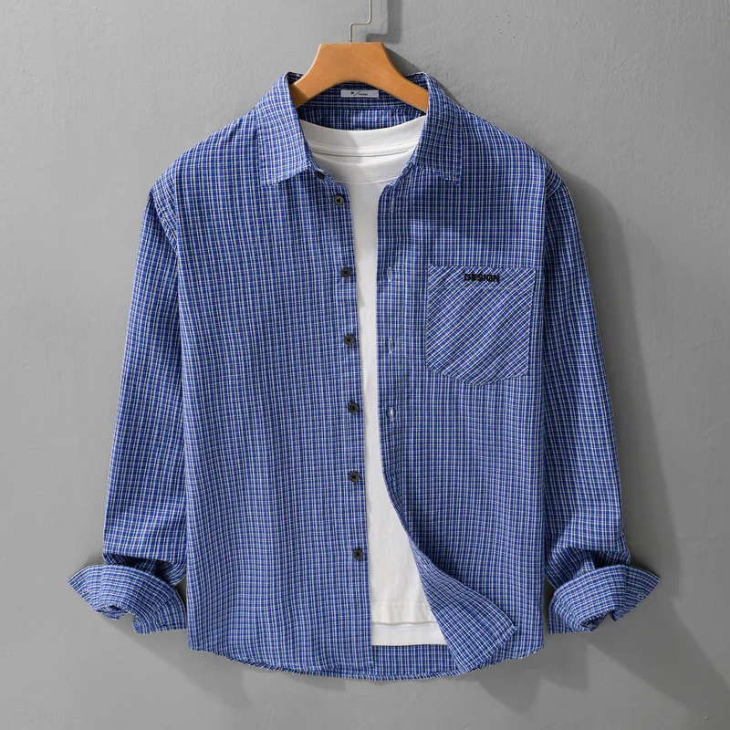 Herren Karo-Layering-Hemd im Overshirt-Stil aus weichem Baumwollpopeline Nord Taschen