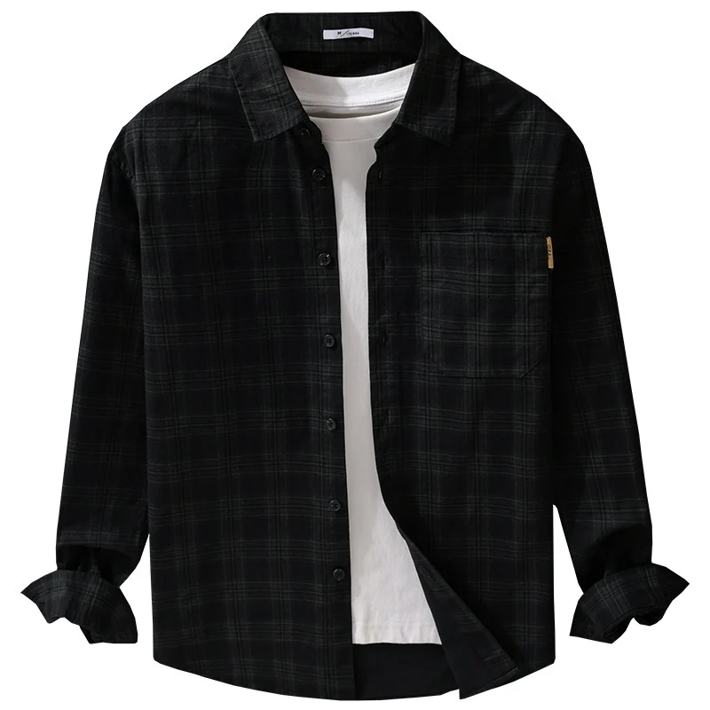 Herren Kariertes Hemdjacken-Overshirt aus leichtem Twill mit Brusttasche Nord Taschen