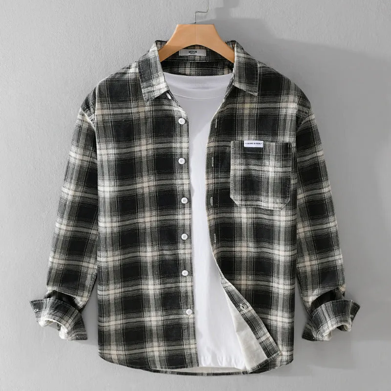 Herren Kariertes Flanellhemd im Overshirt‑Stil mit Brusttasche und Relaxed‑Fit Nord Taschen