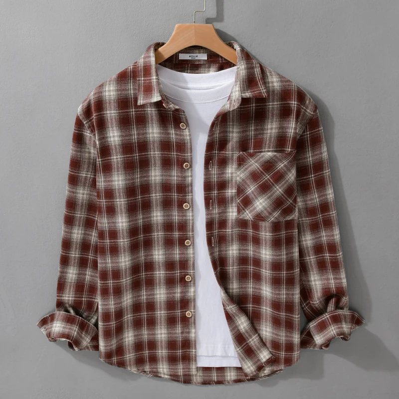 Herren Kariertes Flanell-Overshirt mit weicher Baumwollstruktur, Brusttasche und Relaxed-Fit Nord Taschen