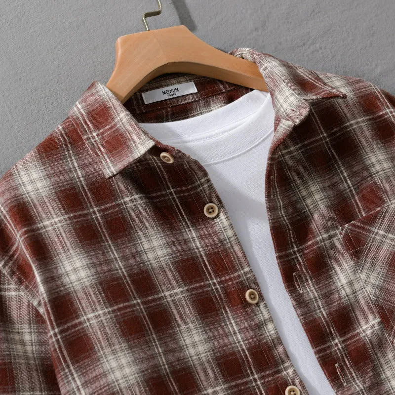 Herren Kariertes Flanell-Overshirt mit weicher Baumwollstruktur, Brusttasche und Relaxed-Fit Nord Taschen