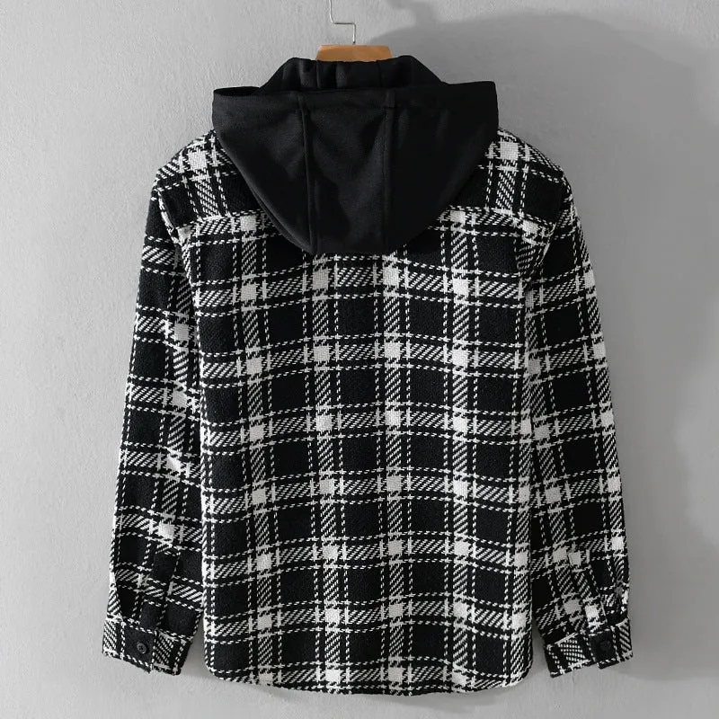 Herren Karierter Overshirt mit gesteppter Kapuze und Thermofutter Nord Taschen
