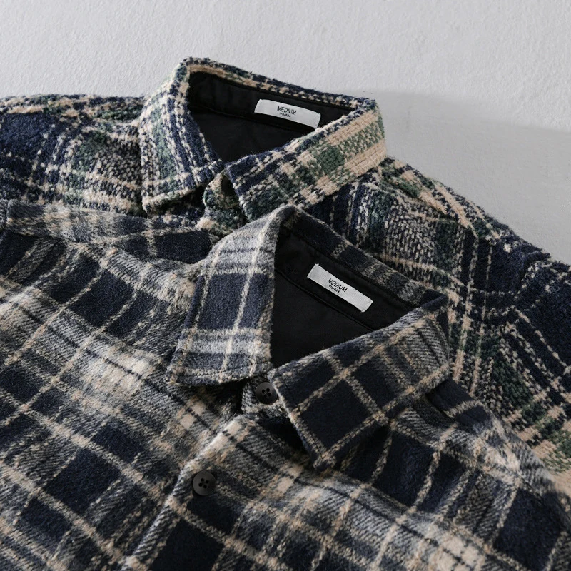 Herren Karierter Overshirt aus Teddyfleece mit aufgesetzter Brusttasche und verdeckter Knopfleiste Nord Taschen