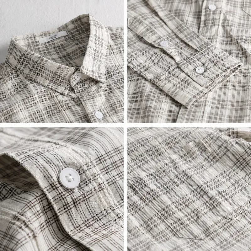 Herren Karierter Baumwoll-Overshirt im Relaxed-Fit mit Brusttasche und Soft‑Touch Nord Taschen