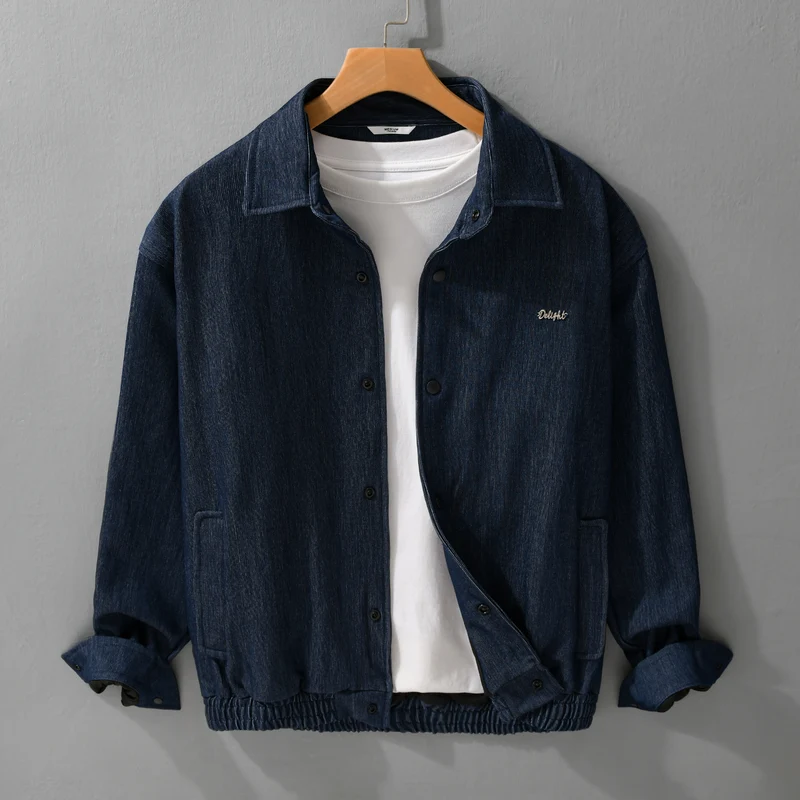 Herren Jeansjacke mit Druckknöpfen und elastischem Saum Nord Taschen