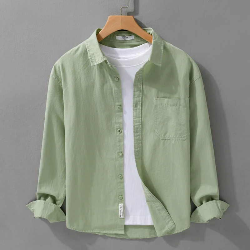 Herren Hemdjacken-Overshirt aus softem Baumwoll-Twill mit Relaxed-Fit und aufgesetzter Brusttasche Nord Taschen