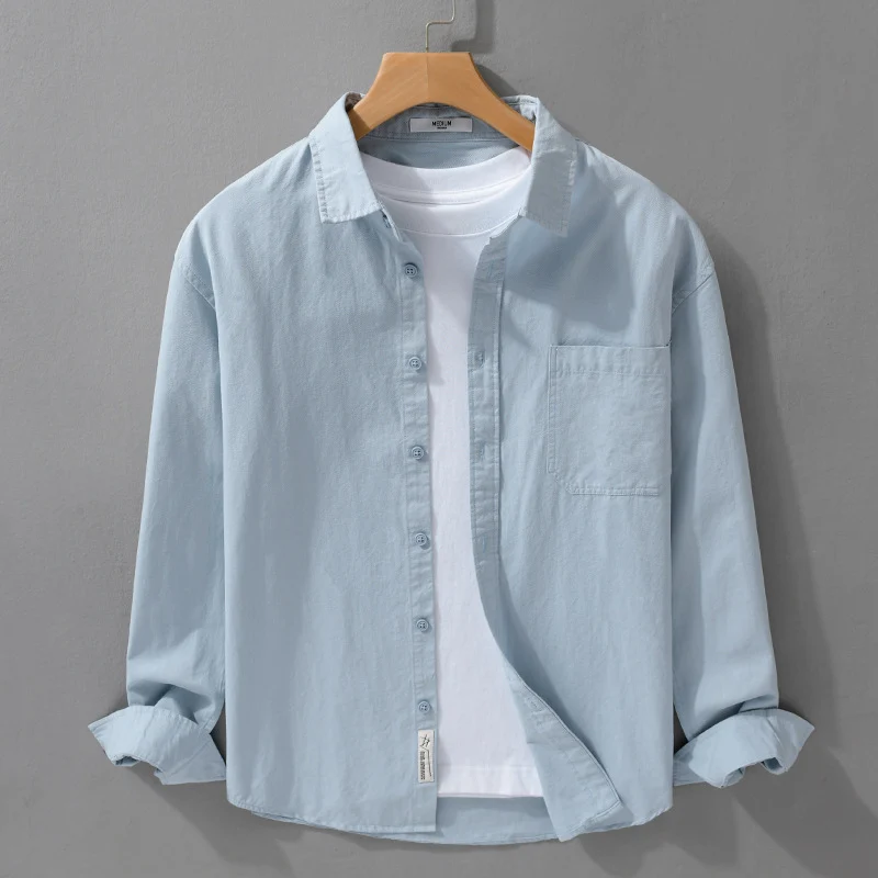 Herren Hemdjacken-Overshirt aus softem Baumwoll-Twill mit Relaxed-Fit und aufgesetzter Brusttasche Nord Taschen