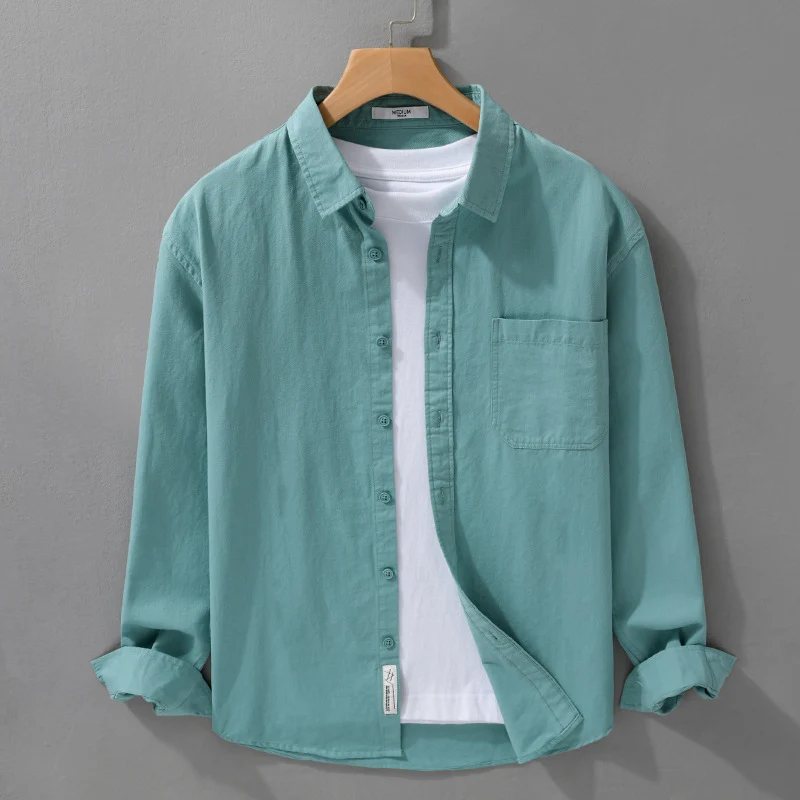 Herren Hemdjacken-Overshirt aus softem Baumwoll-Twill mit Relaxed-Fit und aufgesetzter Brusttasche Nord Taschen