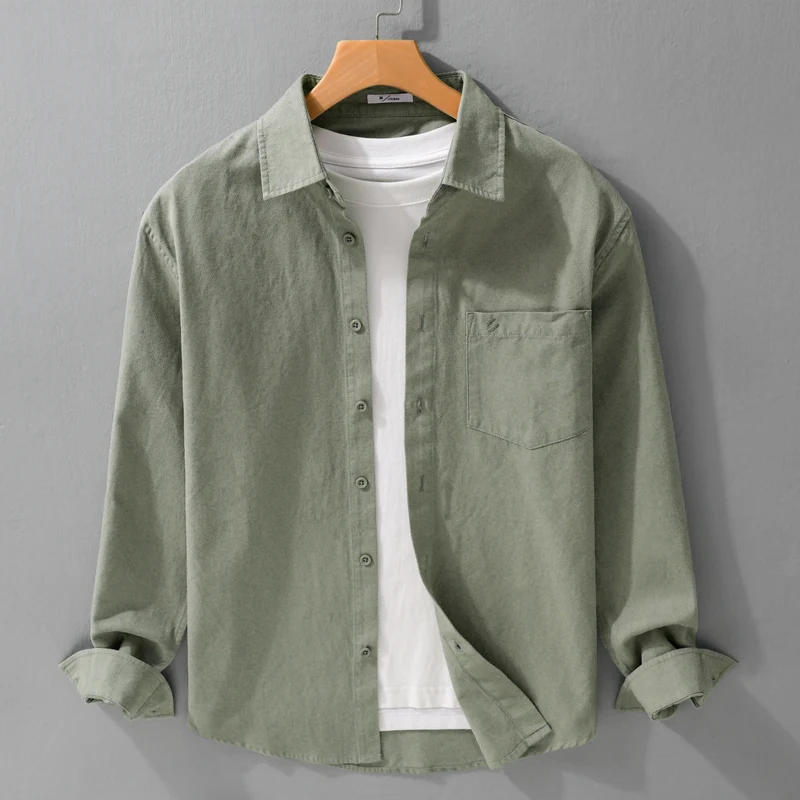 Herren Hemdjacke-Overshirt aus softem Baumwoll-Twill im Layering-Look mit aufgesetzter Brusttasche Nord Taschen