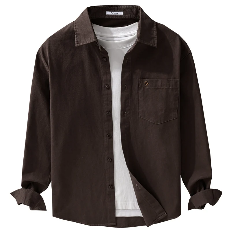 Herren Hemdjacke-Overshirt aus softem Baumwoll-Twill im Layering-Look mit aufgesetzter Brusttasche Nord Taschen