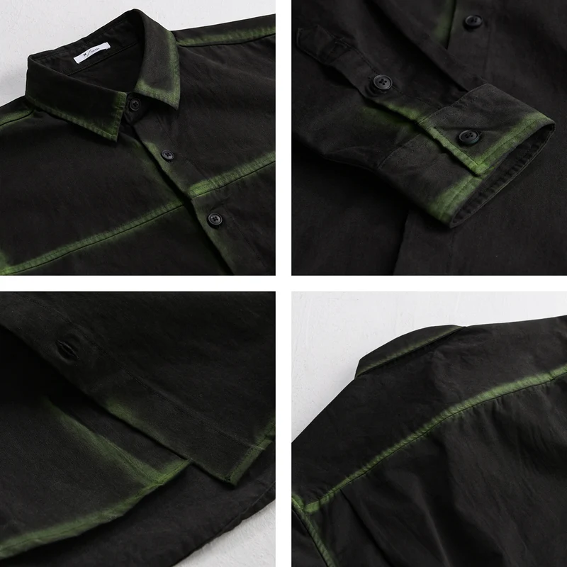 Herren Hemdjacke im Oversize-Stil mit verwaschenen Kanten und klassischem Kentkragen Nord Taschen