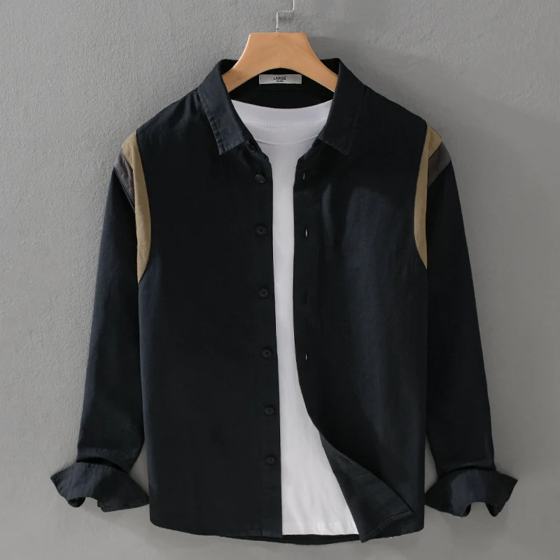 Herren Hemdjacke im Lagen-Look mit kontrastierender Schulterpasse Nord Taschen