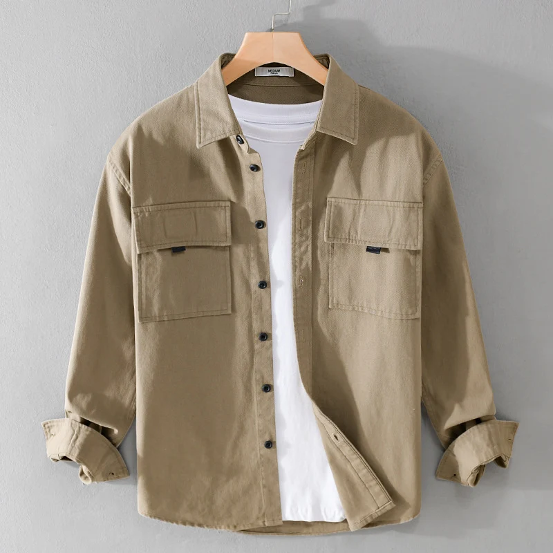 Herren Hemdjacke aus robustem Baumwolltwill mit zwei Brustklappen und Relaxed‑Fit Nord Taschen