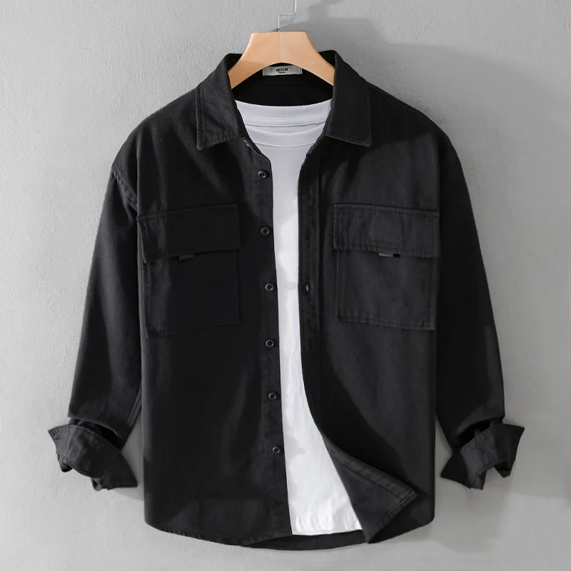 Herren Hemdjacke aus robustem Baumwolltwill mit zwei Brustklappen und Relaxed‑Fit Nord Taschen