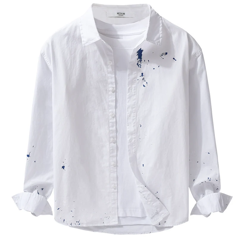 Herren Hemd mit künstlerischem Paint-Splatter und klassischem Kentkragen Nord Taschen
