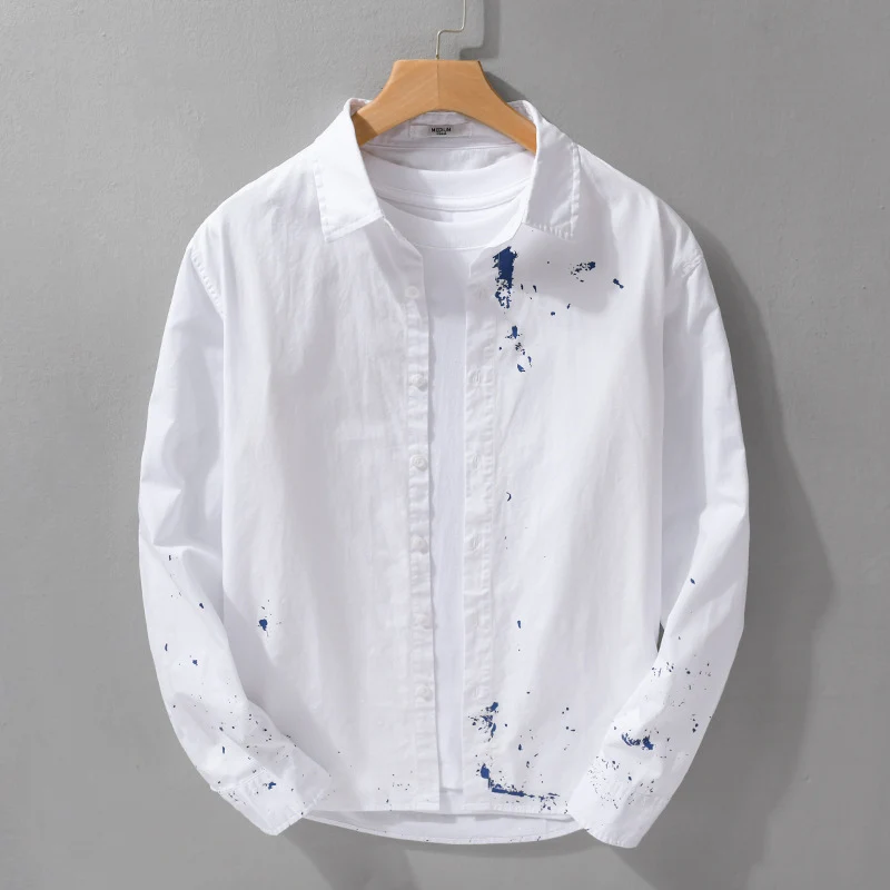 Herren Hemd mit künstlerischem Paint-Splatter und klassischem Kentkragen Nord Taschen