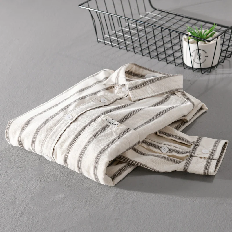 Herren Gestreiftes Oversize-Hemd aus Baumwollmix mit Brusttasche und Relaxed-Fit Nord Taschen