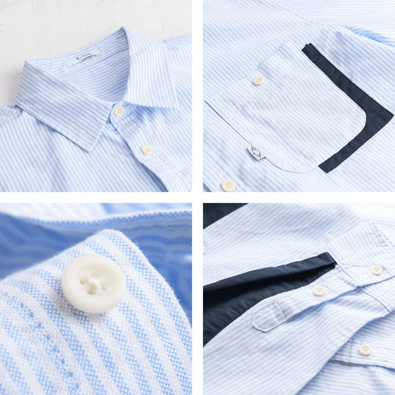 Herren Gestreiftes Overshirt‑Hemd mit Kontrast‑Ellbogenpatches und aufgesetzter Brusttasche Nord Taschen