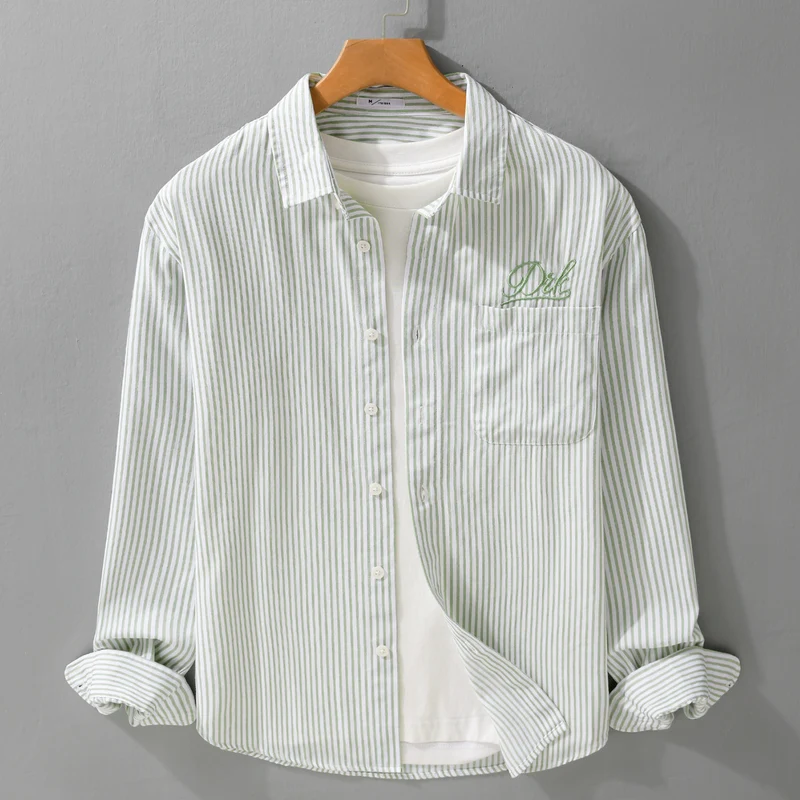 Herren Gestreiftes Overshirt‑Hemd mit Brusttasche und tonalem Logo‑Stick Nord Taschen
