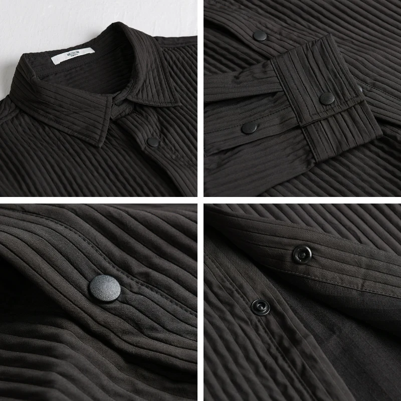 Herren Gestepptes Overshirt aus leichter Baumwollstruktur mit Druckknopfleiste Nord Taschen