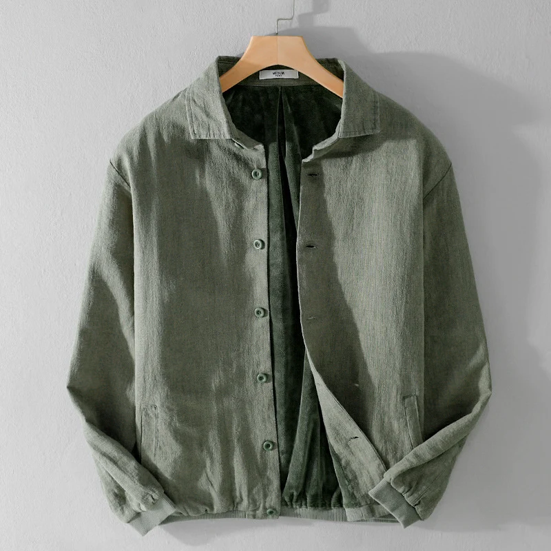 Herren Gefütterte Overshirt-Jacke aus Leinen-Mix Nord Taschen