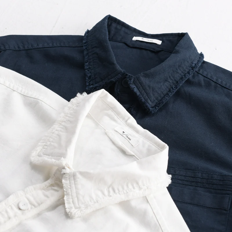 Herren Fransen-Overshirt aus Baumwollmix mit Brusttasche und Knopfleiste Nord Taschen