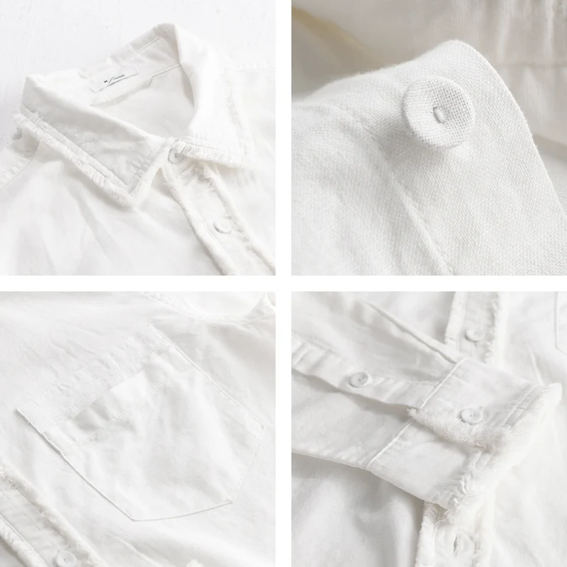 Herren Fransen-Overshirt aus Baumwollmix mit Brusttasche und Knopfleiste Nord Taschen