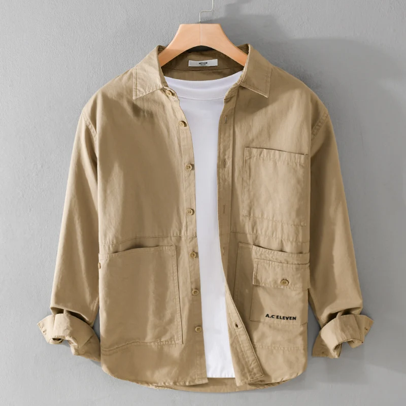Herren Field-Overshirt aus robustem Baumwoll-Twill mit asymmetrischen Taschen Nord Taschen