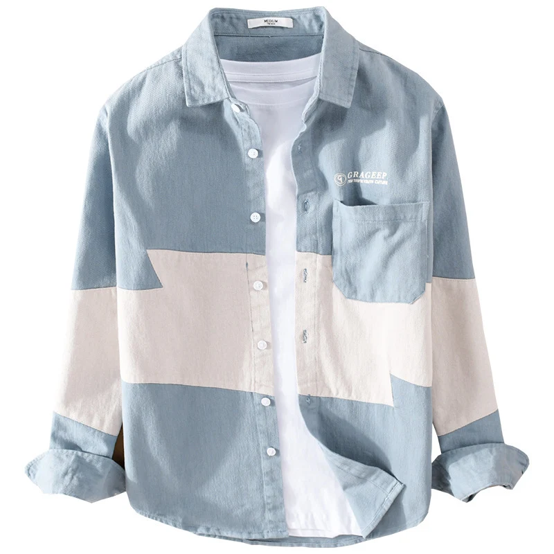 Herren Farbblock-Overshirt aus Baumwollmix mit Brusttasche und Relaxed-Fit Nord Taschen