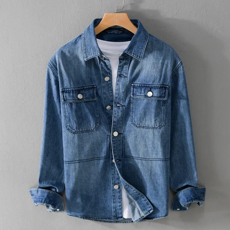 Herren Denim-Utility-Hemdjacke mit Brusttaschen und legerer Passform Nord Taschen