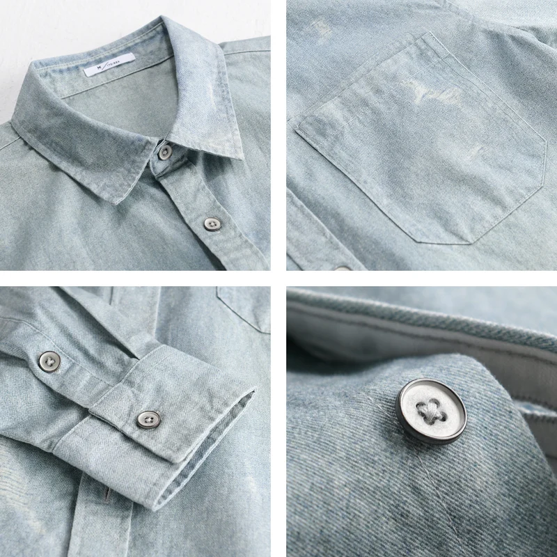 Herren Denim-Overshirt mit Used‑Effekt und Brusttasche Nord Taschen