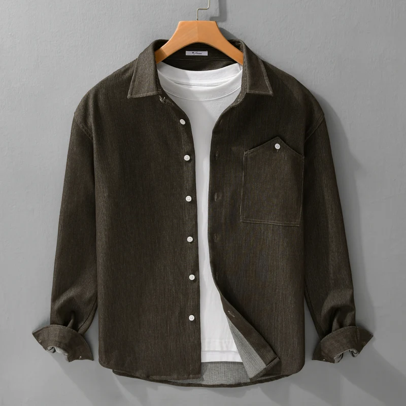 Herren Denim-Overshirt im Hemdjackenstil mit Brusttasche und durchgehender Knopfleiste Nord Taschen