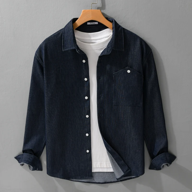Herren Denim-Overshirt im Hemdjackenstil mit Brusttasche und durchgehender Knopfleiste Nord Taschen