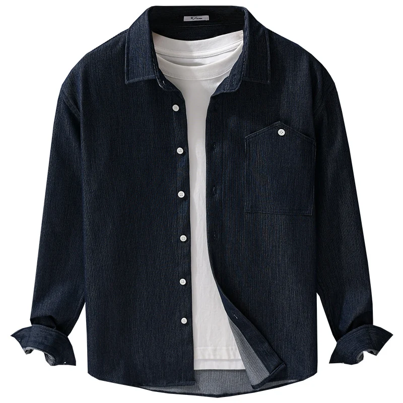Herren Denim-Overshirt im Hemdjackenstil mit Brusttasche und durchgehender Knopfleiste Nord Taschen