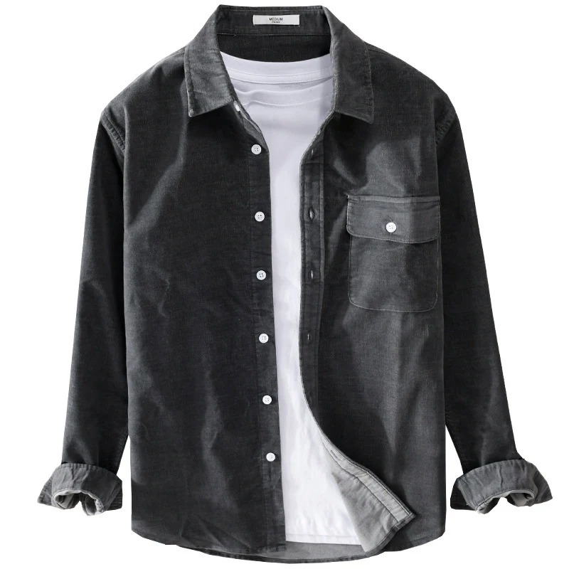 Herren Cord-Overshirt mit Brusttasche, Relaxed-Fit und durchgehender Knopfleiste Nord Taschen