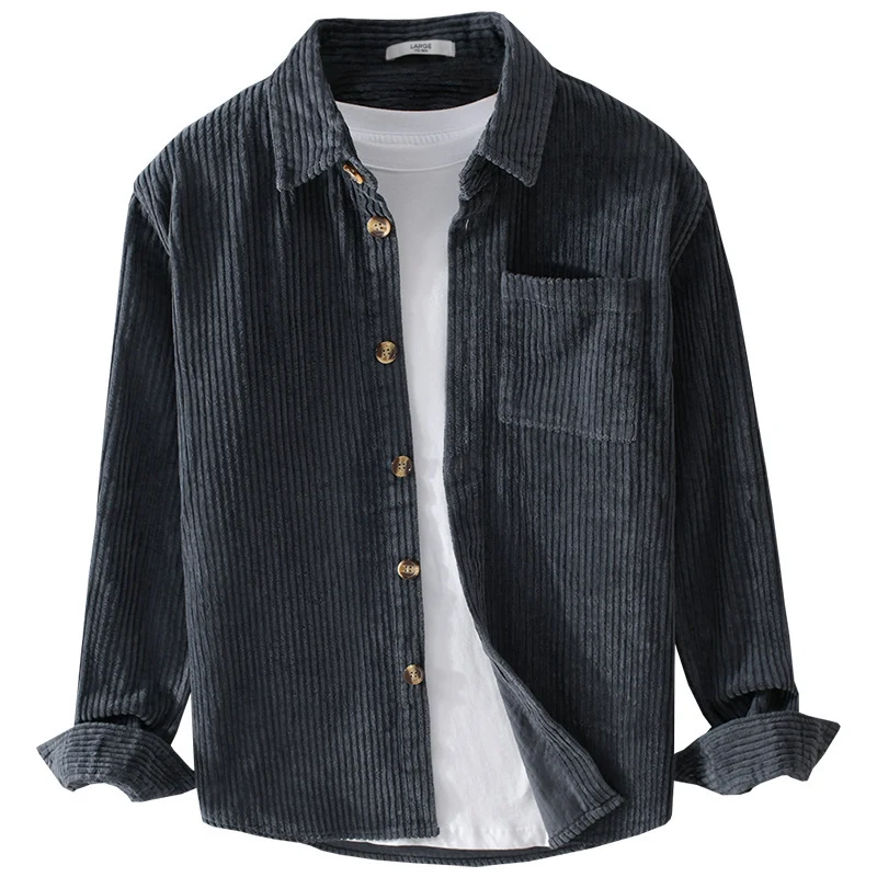 Herren Cord-Overshirt mit breiter Rippenstruktur, Brusttasche und Relaxed-Fit Nord Taschen