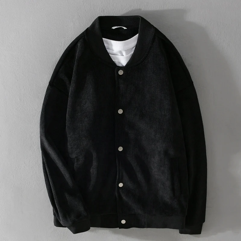 Herren Cord-Collegejacke mit Druckknopfleiste und Rippbündchen Nord Taschen