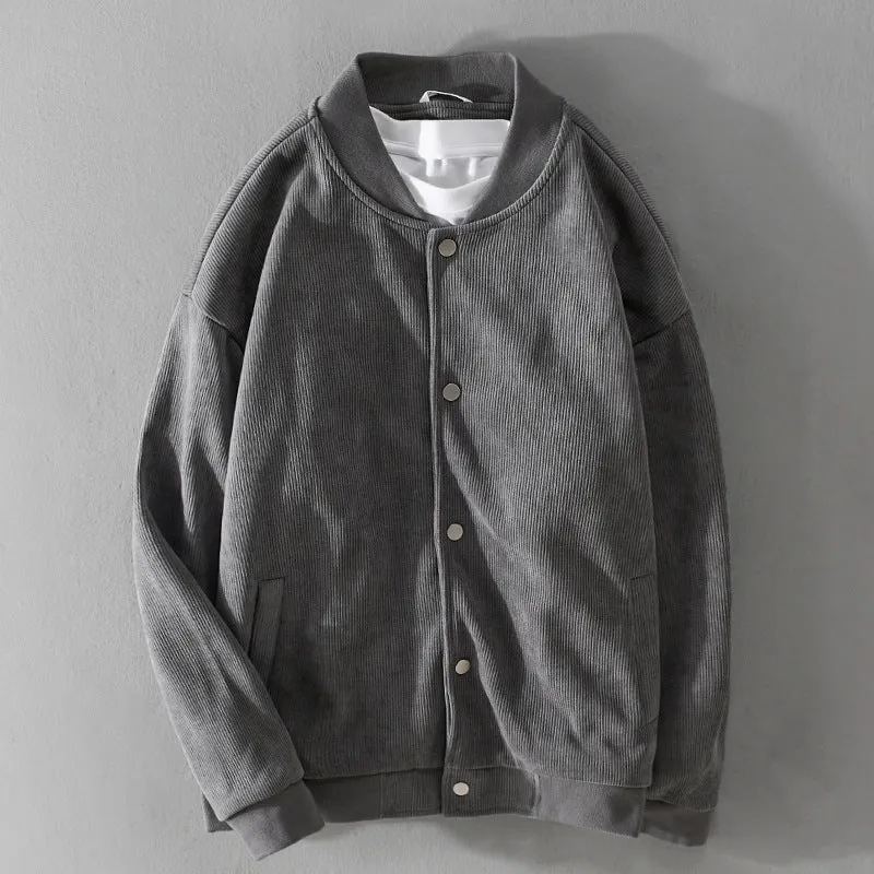 Herren Cord-Collegejacke mit Druckknopfleiste und Rippbündchen Nord Taschen