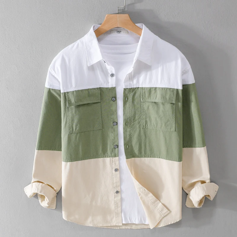 Herren Colorblock-Overshirt im Hemdjackenstil mit Brusttaschen und Relaxed-Fit Nord Taschen