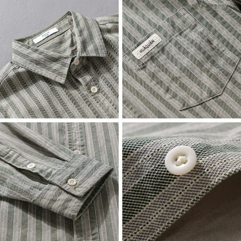 Herren Casual-Streifenhemd im Overshirt‑Stil mit Kentkragen Nord Taschen