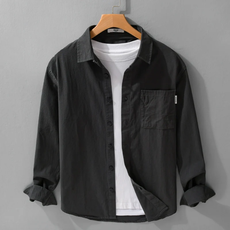 Herren Casual-Hemdjacke aus leichtem Baumwoll-Twill mit aufgesetzter Brusttasche und entspannter Passform Nord Taschen