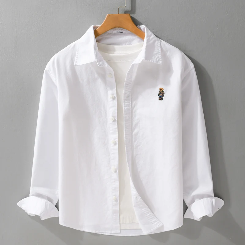 Herren Button-Down Overshirt im Casual-Relaxed-Stil mit tonaler Stickerei Nord Taschen